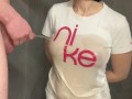 Goldenshower. Hot wife gets pissed all over her tits.