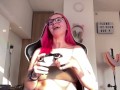 Gamer girl cums on banned Twitch livestream! Cum countdown and nip slip