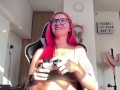 Gamer girl cums on banned Twitch livestream! Cum countdown and nip slip