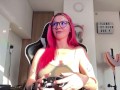 Gamer girl cums on banned Twitch livestream! Cum countdown and nip slip