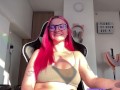 Gamer girl cums on banned Twitch livestream! Cum countdown and nip slip