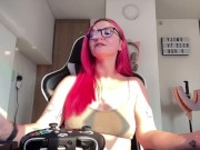 Gamer girl cums on banned Twitch livestream! Cum countdown and nip slip