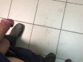 Poured cum all over the floor in the dining room at work