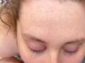 Freckled brunette gives a blowjob in backyard, cum on my freckled face 🥰😍🥰😘