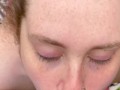 Freckled brunette gives a blowjob in backyard, cum on my freckled face 🥰😍🥰😘