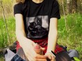I took my girlfriend to the forest and persuaded her to masturbate to me in a condom.