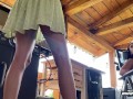 Short Skirt Miniskirt wearing No Underwear Tight Pussy Bare Ass Hot Girls gather for Teasing Outdoor Party to Tease and Show