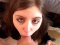 Curious Girl wants 2 try sucking cock - so I surprise facefuck her and give her huge facial