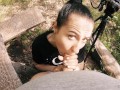 Black Lynn Sucks me and Swallows my Cum - Outdoor Blowjob Filming Backstage - POV
