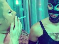 SMOKING DEEPTHROAT lesson for SISSY latex slave