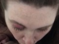 Amateur sexy wife deepthroats and  stays down on cock till cum explosion in throat 😍
