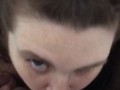 Amateur sexy wife deepthroats and  stays down on cock till cum explosion in throat 😍