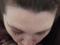 Amateur sexy wife deepthroats and  stays down on cock till cum explosion in throat 😍