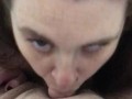 Amateur sexy wife deepthroats and  stays down on cock till cum explosion in throat 😍