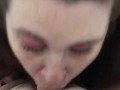 Amateur sexy wife deepthroats and  stays down on cock till cum explosion in throat 😍