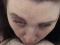 Amateur sexy wife deepthroats and  stays down on cock till cum explosion in throat 😍
