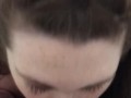 Amateur sexy wife deepthroats and  stays down on cock till cum explosion in throat 😍