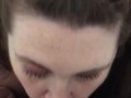 Amateur sexy wife deepthroats and  stays down on cock till cum explosion in throat 😍