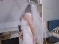 BRIDE4K. Man fucks hot Serina Gomez shaved pussy while guests are waiting for them