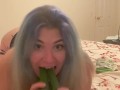 Horny milf insertions cucumbers