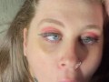 GETTING MY THROAT FUCKED TILL HE JACKS OFF AND CUMS TWICE, PULSATING CUMSHOT INTO EYE