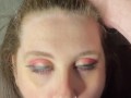 GETTING MY THROAT FUCKED TILL HE JACKS OFF AND CUMS TWICE, PULSATING CUMSHOT INTO EYE