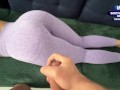 I cumshot on my stepmom ass in sexy leggings while she relaxing on the couch /CandyLuxxx