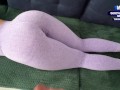 I cumshot on my stepmom ass in sexy leggings while she relaxing on the couch /CandyLuxxx