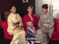 Reiko Kobayakawa along with Akari Asagiri and an additional friend sit around and admire their fashionable Meiji Era kimonos