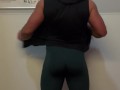 Big Gym Bro Strips Off Leggings Showing Fat Gym Ass