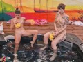 Naked Yoga and lesbian experience in the jacuzzi at Warehouse X