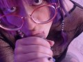 Nerdy emo girl blowjob gets glasses dirty  Close up Vertical Pov Kakao chan