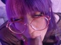 Nerdy emo girl blowjob gets glasses dirty  Close up Vertical Pov Kakao chan