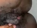 he jerks off and ejaculates on my black hairy pussy