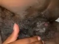 he jerks off and ejaculates on my black hairy pussy