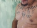 Beefy Latino Tattoo Hunk Fingers His Ass While He Jerks Off His Big Cock and Shoots A Huge Load
