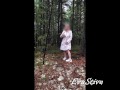 pissing standing in the forest by the road