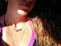I pull my panties to the side and flash my pussy while I smoke and horny as fuck (for my fans)