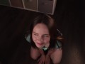 Slobbery blowjob from a cute girl in a short dress