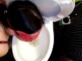 Cum whore to piss in your mouth over the toilet bowl and jerk off