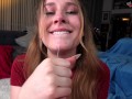 Cute Fiona Sprouts sucks Mister POV's big dick in this point of view blowjob video No Self Control!