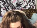 Busty chubby white girl loves sucking cock, deepthroating throatpie