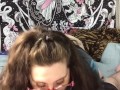 Busty chubby white girl loves sucking cock, deepthroating throatpie