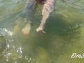 pissing and masturbating underwater at the sea public beach