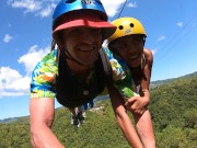 Bubblebutt Asian girlfriend gets her boyfriends big dick after ziplining