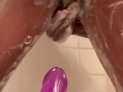 Pee in shower dildo fuck