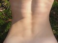 Perfect body girl gets cum in her ass outdoor