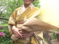 Japanese kimono clad wife offers private flower arrangement classes held in classy hotel rooms that lead to sex