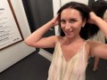 Eva cumming hard in public restaurant thru with Lovense Ferri remote controlled vibrator