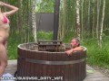 outdoor sex in a hot tub couple in love on vacation